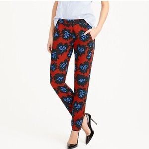 J. CREW Firework Floral Print Red Blue & Black Dress Pants